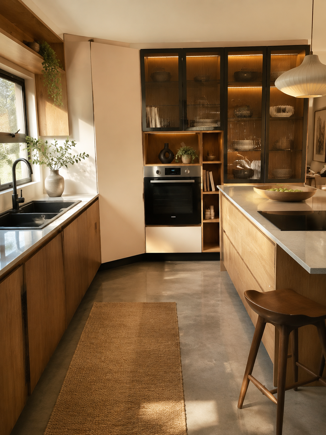 Oak & Glass Kitchen