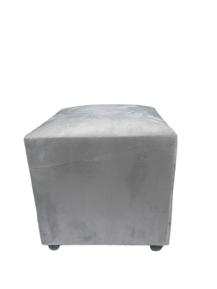 Square Ottoman — Grey Velvet