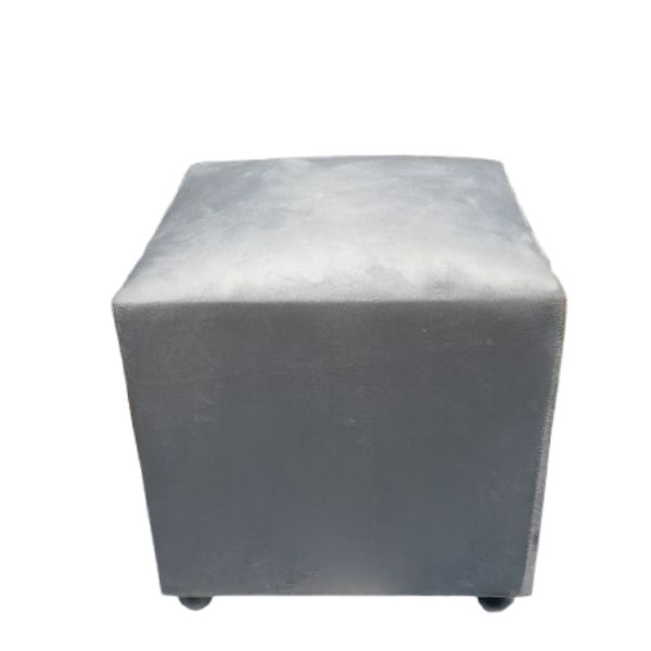 Square Ottoman — Silver Velvet