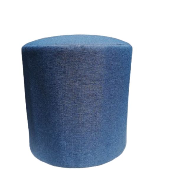 Round Ottoman — Denim Blue