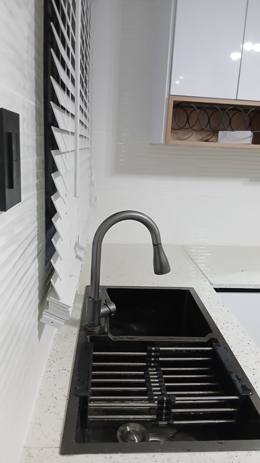 White Modern Kitchen — Sink Detail